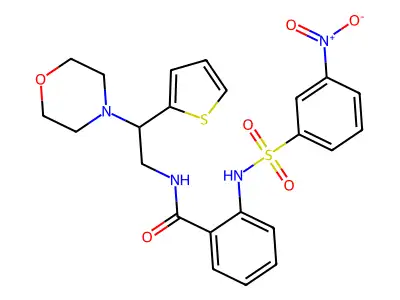 N-[2-(Morpholin-4-yl)-2-(thiophen-2-yl)ethyl]-2-[(3-nitrobenzene-1-sulfonyl)amino]benzamide structure