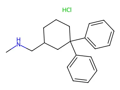 Cyclohexanemethylamine, 3,3-diphenyl-N-methyl-, hydrochloride structure