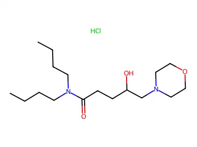 4-Morpholinepentanamide, N,N-dibutyl-gamma-hydroxy-, monohydrochloride structure