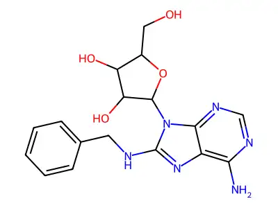 8-(Benzylimino)-9-pentofuranosyl-8,9-dihydro-7H-purin-6-amine structure