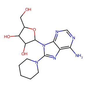 9-pentofuranosyl-8-(piperidin-1-yl)-9H-purin-6-amine structure