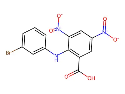 2-[(3-Bromophenyl)amino]-3,5-dinitrobenzoic acid structure