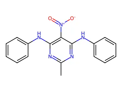 2-methyl-5-nitro-N4,N6-diphenylpyrimidine-4,6-diamine structure