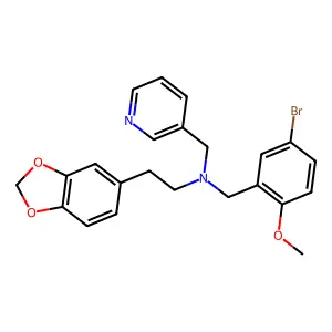 2-(1,3-benzodioxol-5-yl)-N-[(5-bromo-2-methoxyphenyl)methyl]-N-(pyridin-3-ylmethyl)ethanamine structure