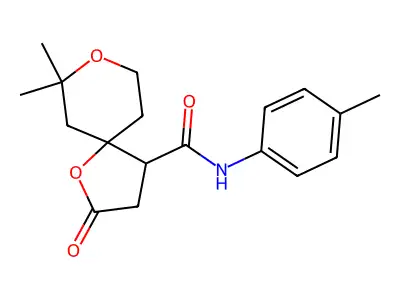 7,7-dimethyl-N-(4-methylphenyl)-2-oxo-1,8-dioxaspiro[4.5]decane-4-carboxamide structure