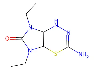 3-Amino-5,7-diethyl-4a,5,7,7a-tetrahydroimidazo[4,5-e][1,3,4]thiadiazin-6(1H)-one structure