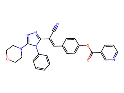 [4-[2-cyano-2-(5-morpholin-4-yl-4-phenyl-1,2,4-triazol-3-yl)ethenyl]phenyl] Pyridine-3-carboxylate structure