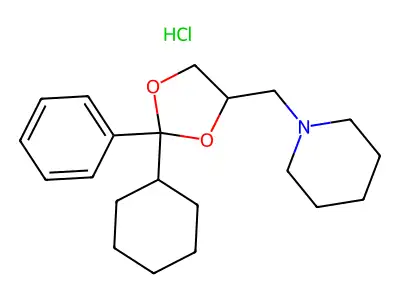 Piperidine, 1-(2-cyclohexyl-2-phenyl-1,3-dioxolan-4-ylmethyl)-, hydrochloride structure