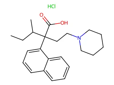 1-Piperidinebutyric acid, alpha-sec-butyl-alpha-1-naphthyl-, hydrochloride structure