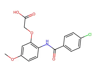 Acetic acid, (2-((4-chlorobenzoyl)amino)-5-methoxyphenoxy)- structure