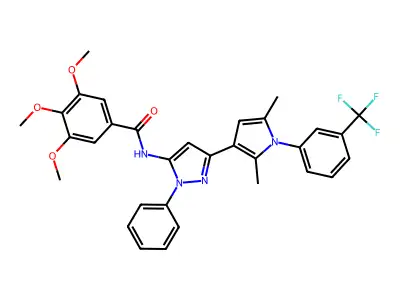 N-(3-{2,5-Dimethyl-1-[3-(trifluoromethyl)phenyl]-1H-pyrrol-3-yl}-1-phenyl-1H-pyrazol-5-yl)-3,4,5-trimethoxybenzamide structure