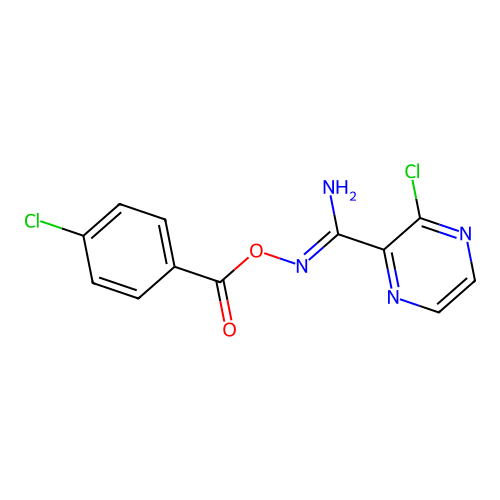 [(Z)-[Amino-(3-chloropyrazin-2-yl)methylidene]amino] 4-chlorobenzoate structure