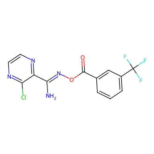 O2-[3-(trifluoromethyl)benzoyl]-3-chloropyrazine-2-carbohydroximamide structure