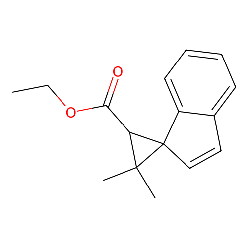ethyl 3,3-dimethylspiro(cyclopropane-1,1'-(1H)indene)-2-carboxylate structure