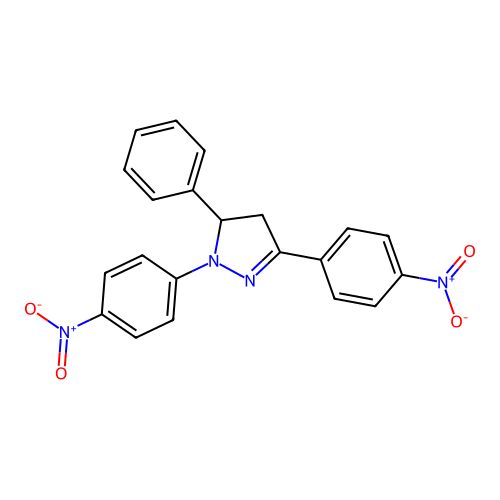 1,3-bis(4-nitrophenyl)-5-phenyl-4,5-dihydro-1H-pyrazole structure