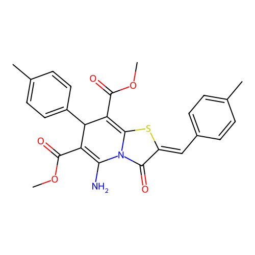 (Z)-dimethyl 5-amino-2-(4-methylbenzylidene)-3-oxo-7-(p-tolyl)-3,7-dihydro-2H-thiazolo[3,2-a]pyridine-6,8-dicarboxylate structure