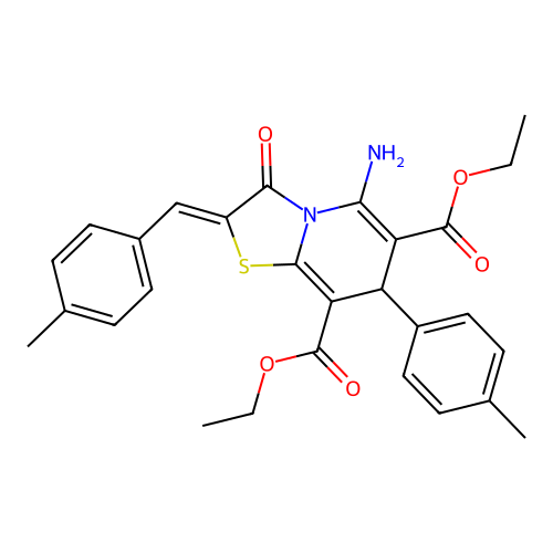 (Z)-diethyl 5-amino-2-(4-methylbenzylidene)-3-oxo-7-(p-tolyl)-3,7-dihydro-2H-thiazolo[3,2-a]pyridine-6,8-dicarboxylate structure