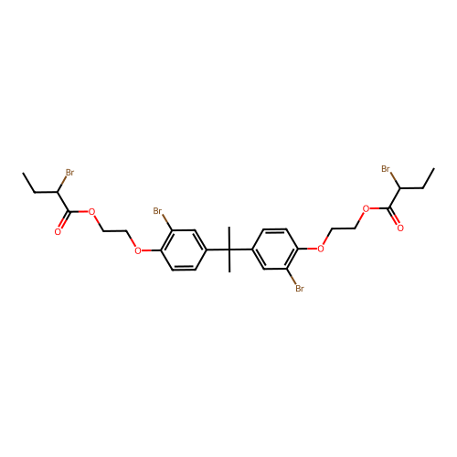 (Isopropylidene)bis((2-bromo-p-phenylene)oxyethylene) bis(2-bromobutyrate) structure