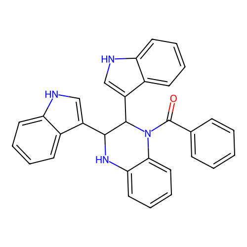 (2,3-di(1H-indol-3-yl)-3,4-dihydroquinoxalin-1(2H)-yl)(phenyl)methanone structure