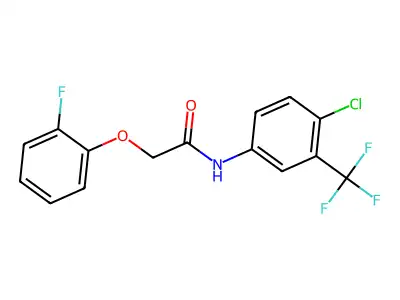 N-[4-chloro-3-(trifluoromethyl)phenyl]-2-(2-fluorophenoxy)acetamide structure