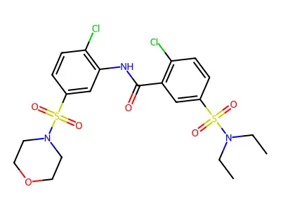 2-chloro-N-(2-chloro-5-morpholin-4-ylsulfonylphenyl)-5-(diethylsulfamoyl)benzamide structure