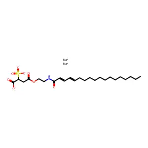 Disodium;4-[2-(octadeca-2,17-dienoylamino)ethoxy]-4-oxo-2-sulfonatobutanoate structure