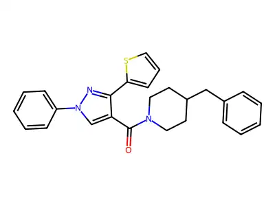(4-Benzylpiperidin-1-yl)-(1-phenyl-3-thiophen-2-ylpyrazol-4-yl)methanone structure