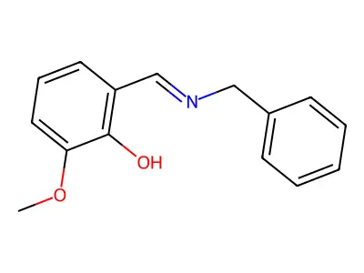 Alpha-benzylimino-6-methoxy-O-cresol structure