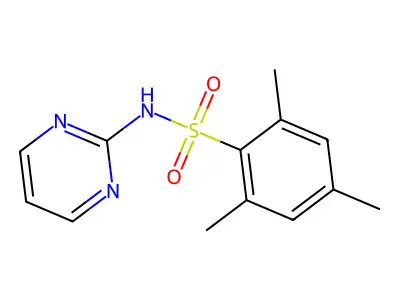 2,4,6-trimethyl-N-pyrimidin-2-ylbenzenesulfonamide structure