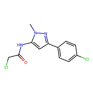2-chloro-N-[3-(4-chlorophenyl)-1-methyl-1H-pyrazol-5-yl]acetamide structure