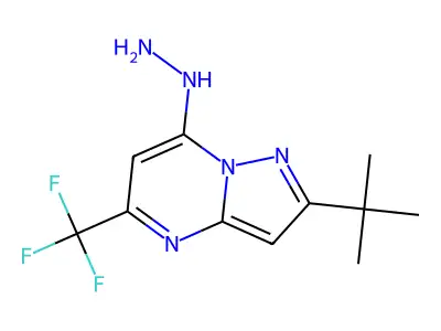 2-(Tert-butyl)-7-hydrazino-5-(trifluoromethyl)pyrazolo[1,5-a]pyrimidine structure
