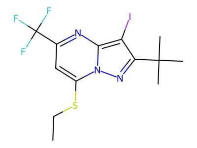 2-(Tert-butyl)-7-(ethylthio)-3-iodo-5-(trifluoromethyl)pyrazolo[1,5-a]pyrimidine structure