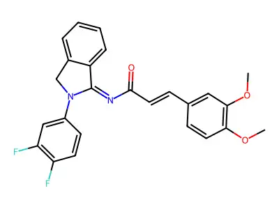 N-[2-(3,4-difluorophenyl)-3H-isoindol-1-ylidene]-3-(3,4-dimethoxyphenyl)prop-2-enamide structure
