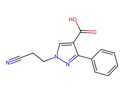 1-(2-Cyanoethyl)-3-phenyl-1H-pyrazole-4-carboxylic acid structure