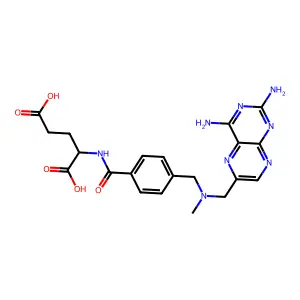 2-[[4-[[(2,4-diaminopteridin-6-yl)methyl-methylamino]methyl]benzoyl]amino]pentanedioic acid structure