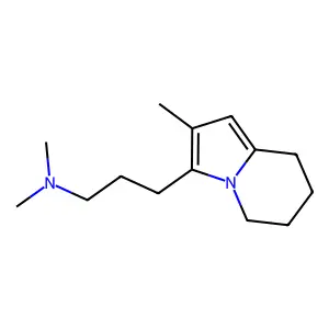 Indolizine, 5,6,7,8-tetrahydro-3-(3-(dimethylamino)propyl)-2-methyl- structure