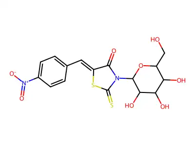 4-Thiazolidinone, 3-B-D-glucopyranosyl-5-[(4-nitrophenyl)methylene]-2-thioxo- structure