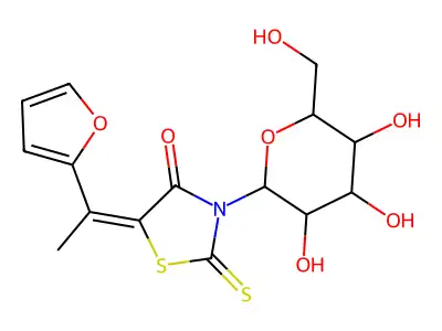 4-Thiazolidinone,5-[1-(2-furanyl)ethylidene]-3-B-D-glucopyranosyl-2-thioxo- structure