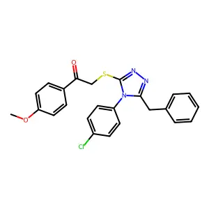 2-[[5-benzyl-4-(4-chlorophenyl)-1,2,4-triazol-3-yl]sulfanyl]-1-(4-methoxyphenyl)ethanone structure