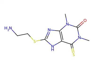 8-((2-Aminoethyl)thio)-1,3,6,9-tetrahydro-1,3-dimethyl-6-thioxo-2H-purin-2-one structure