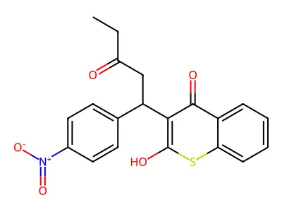 4-hydroxy-3-[1-(4-nitrophenyl)-3-oxopentyl]-2H-thiochromen-2-one structure