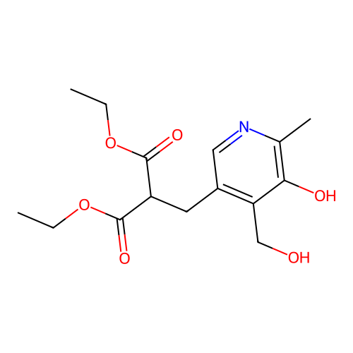 Diethyl (2-methyl-3-hydroxy-4-hydroxymethyl-5-pyridylmethyl)malonate structure