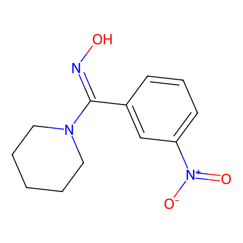 N-[(3-nitrophenyl)-piperidin-1-ylmethylidene]hydroxylamine structure