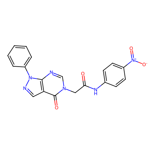 N-(4-nitrophenyl)-2-(4-oxo-1-phenylpyrazolo[3,4-d]pyrimidin-5-yl)acetamide structure