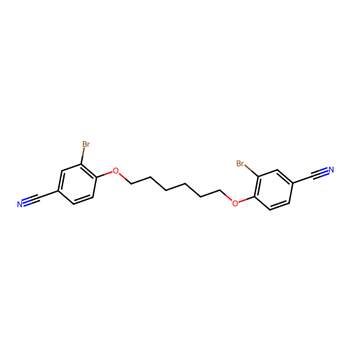 4,4'-(Hexane-1,6-diylbis(oxy))bis(3-bromobenzonitrile) structure
