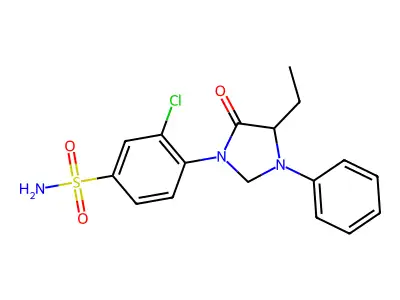 3-Chloro-4-(4-ethyl-5-oxo-3-phenylimidazolidin-1-yl)benzene-1-sulfonamide structure