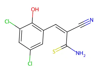 2-Cyano-3-(3,5-dichloro-2-hydroxyphenyl)-2-propenethioamide structure