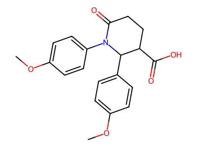 1,2-Bis(4-methoxyphenyl)-6-oxopiperidine-3-carboxylic acid structure