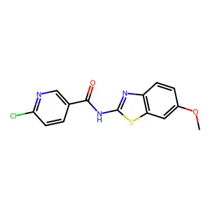 6-chloro-N-(6-methoxy-1,3-benzothiazol-2-yl)pyridine-3-carboxamide structure