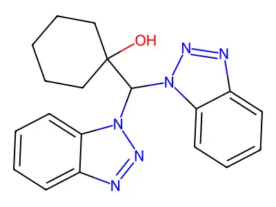 1-[Bis(1H-1,2,3-benzotriazol-1-yl)methyl]cyclohexan-1-ol structure